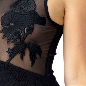 Sky Black Sheer Lace Maxi Dress